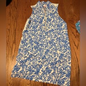 Lilly Pulitzer Blue and Cream Patterned Midi Dress